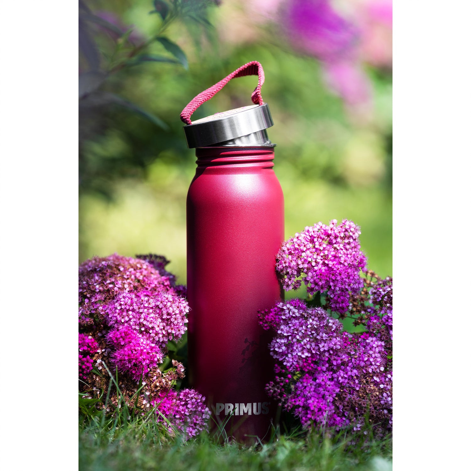 Stainless Steel Water Bottle Red and Purple Flowers